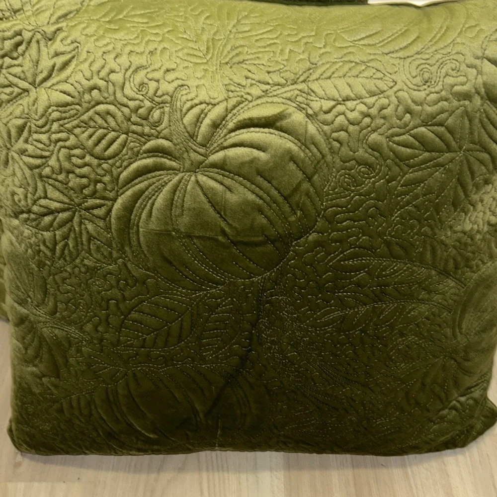 TAHARI HOME Down Alternative Pillows Green NWOT Decorative Plush Textured